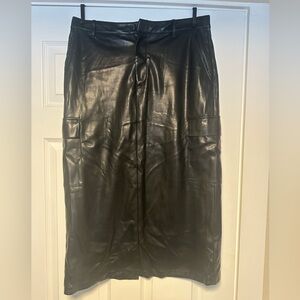 GAP Faux Leather Black Midi Skirt